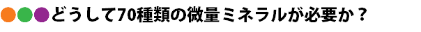 ●●●どうして70種類の微量ミネラルが必要か？
